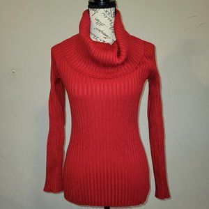 INC International Concepts Ribbed Cowl Sweater, Red, Large
